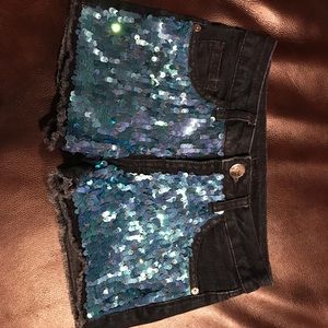 Girl’s Justice shorts. Size 10S. Denim & sequins.